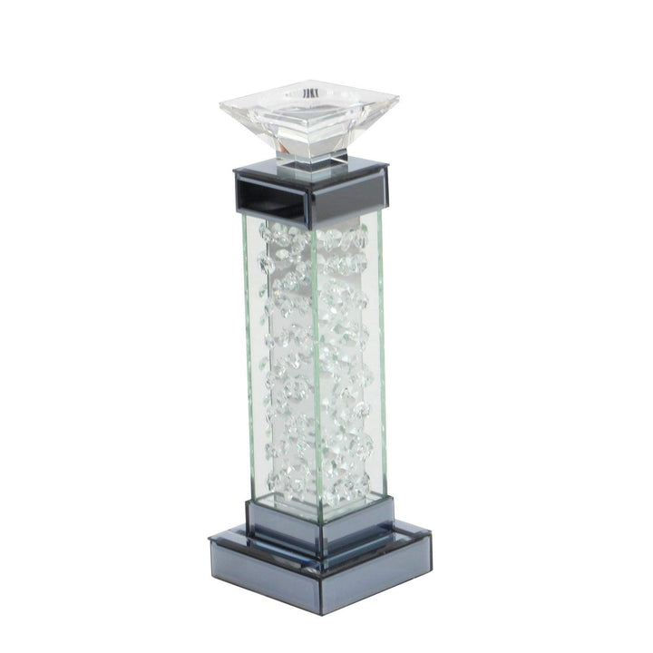 Tall Glass Encased Crystal Bubble Candleholder Clear Transitional 5 x 5 x 15 - Diamond Home USA