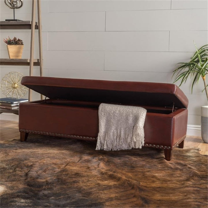Noble House Gavin Contemporary Storage Ottoman in Chestnut Brown - Diamond Home USA