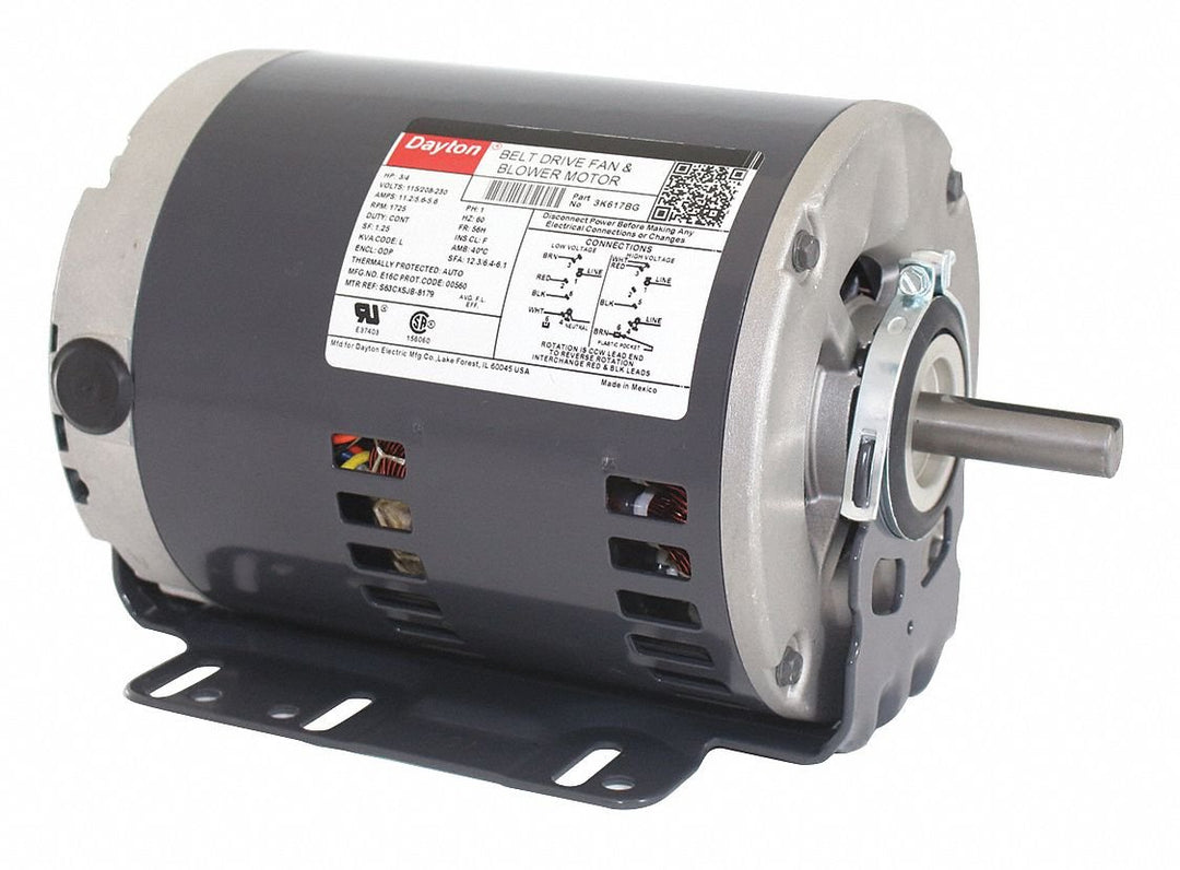 Dayton 3/4 HP Belt Drive Motor Split-Phase 1725 Nameplate RPM 115/208-230