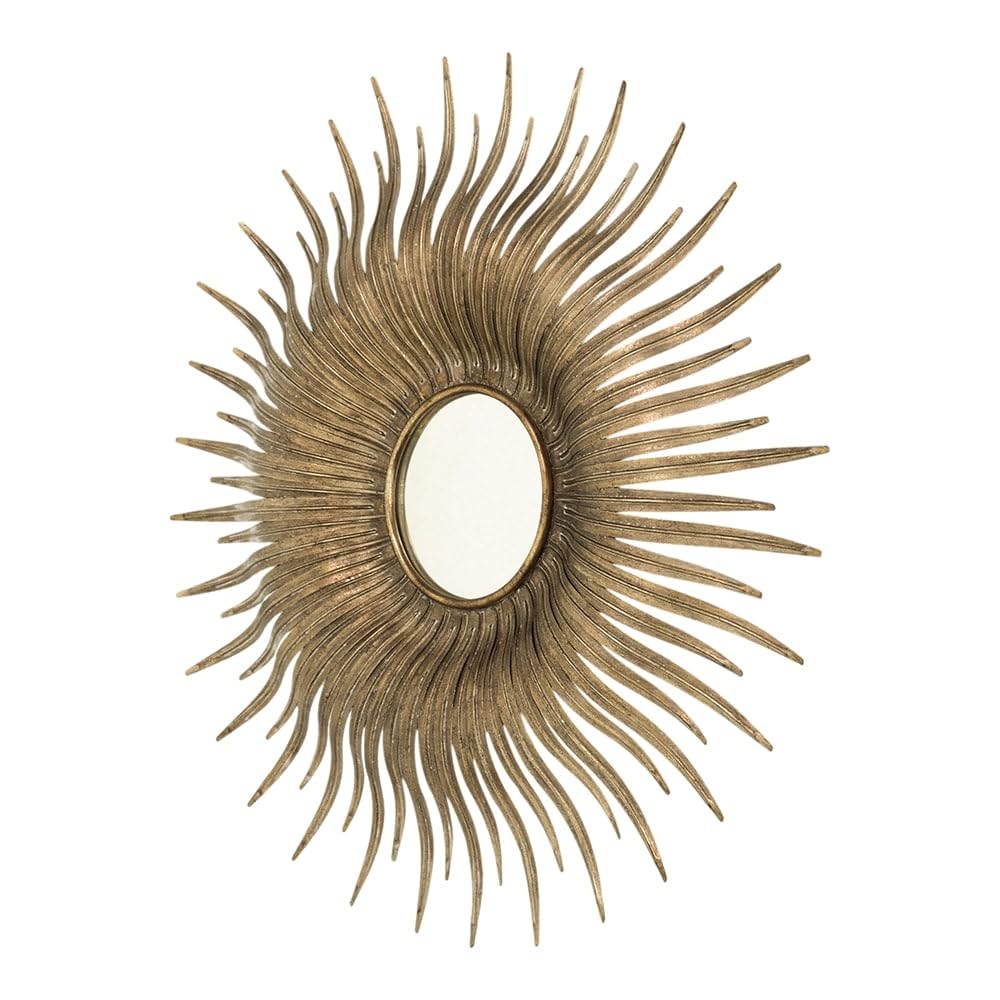 Retro Design Gold Sunburst Metal Decorative Wall Mirror Farmhouse Modern - Diamond Home USA