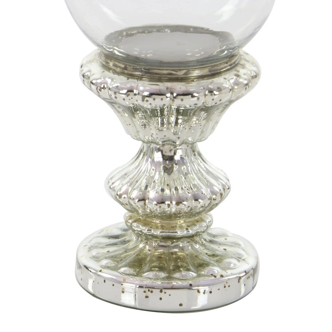 Silver Glass Traditional Hurricane Lamp 14 X 7 Finish - Diamond Home USA