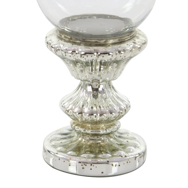 Silver Glass Traditional Hurricane Lamp 14 X 7 Finish - Diamond Home USA