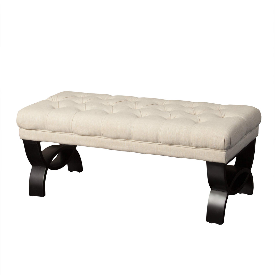 Christopher Knight Home Scarlett Tufted Fabric Ottoman / Bench Light Beige