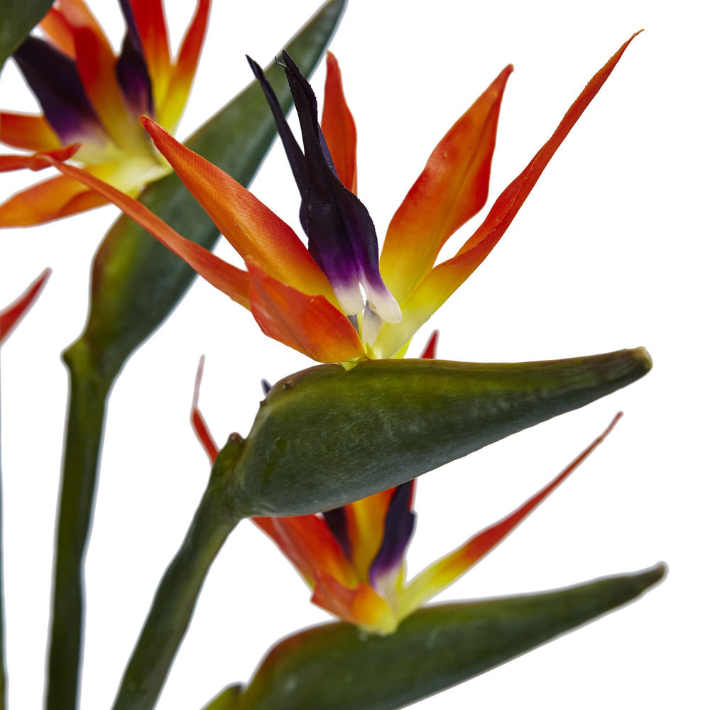 Nearly Natural 1449 Birds of Paradise in Vase Orange and Green - Diamond Home USA
