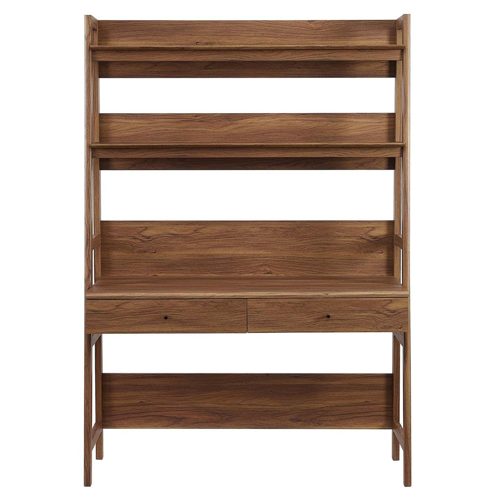 Modway Bixby Home Office Desk with Bookshelf in Walnut - Diamond Home USA