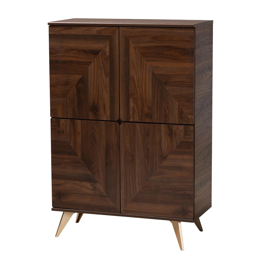 Mid-Century Modern Transitional Walnut Brown Finished Wood Shoe Cabinet Laminate - Diamond Home USA