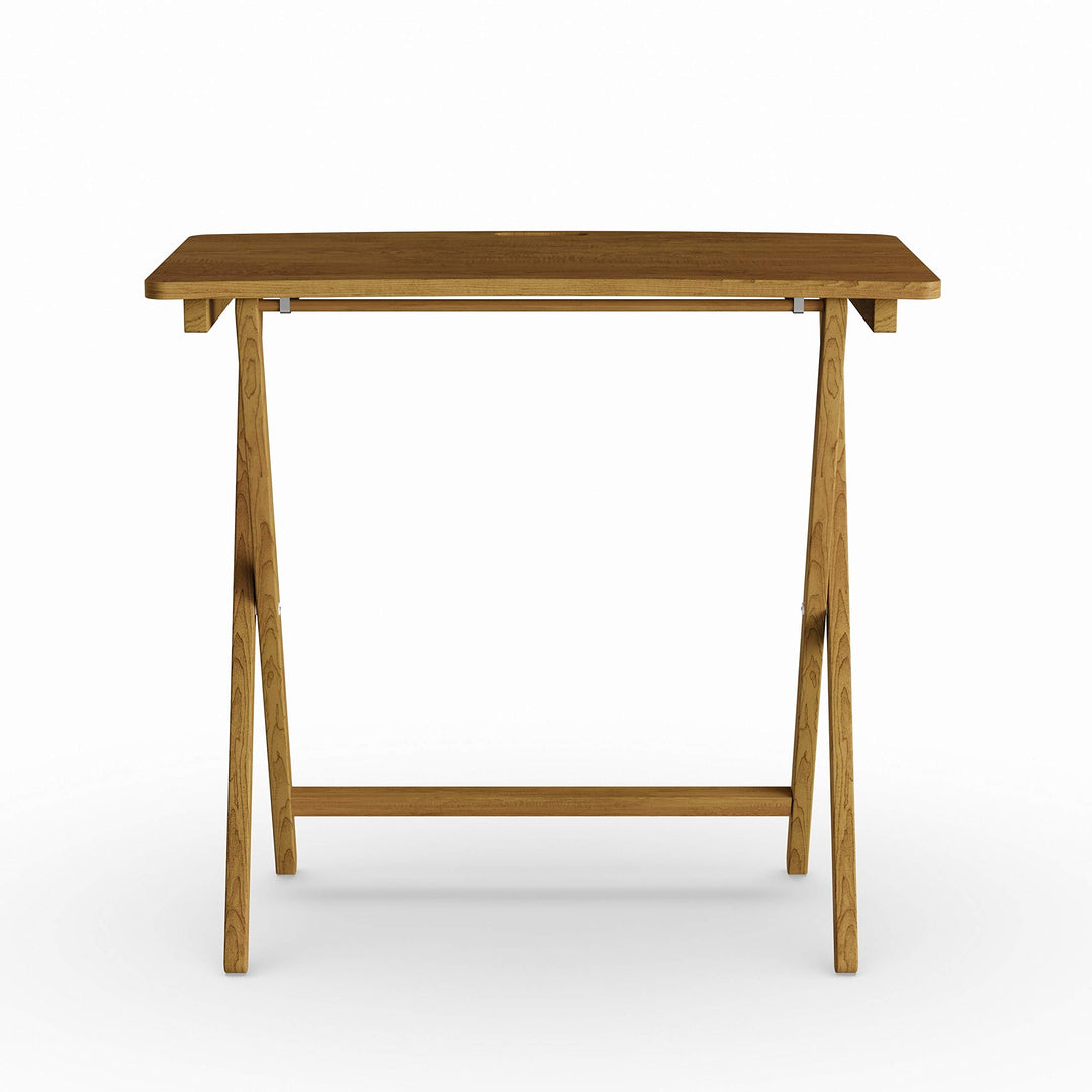 Goosefoot Red Oak Folding Tv Tray Table Brown Casual Traditional Rectangle - Diamond Home USA