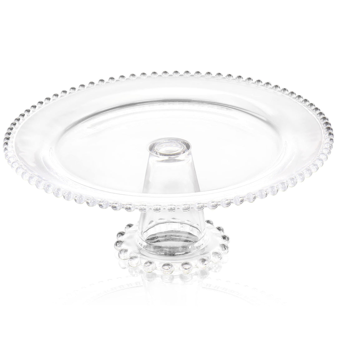 12in Glass Pedestal Cake Stand Clear Round Dishwasher Safe - Diamond Home USA