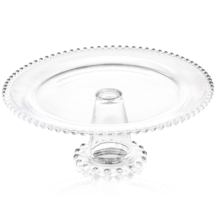 12in Glass Pedestal Cake Stand Clear Round Dishwasher Safe - Diamond Home USA