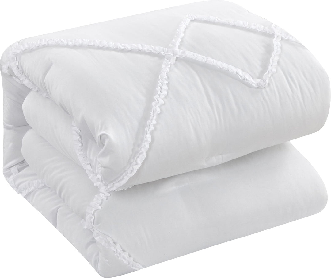 Grand Avenue Ali 7 Piece Comforter Set White Queen 100% Polyester - Diamond Home USA