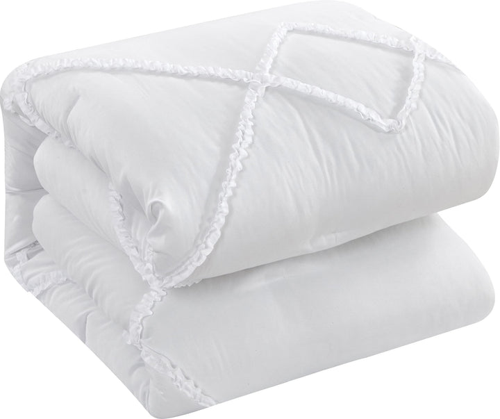 Grand Avenue Ali 7 Piece Comforter Set White Queen 100% Polyester - Diamond Home USA