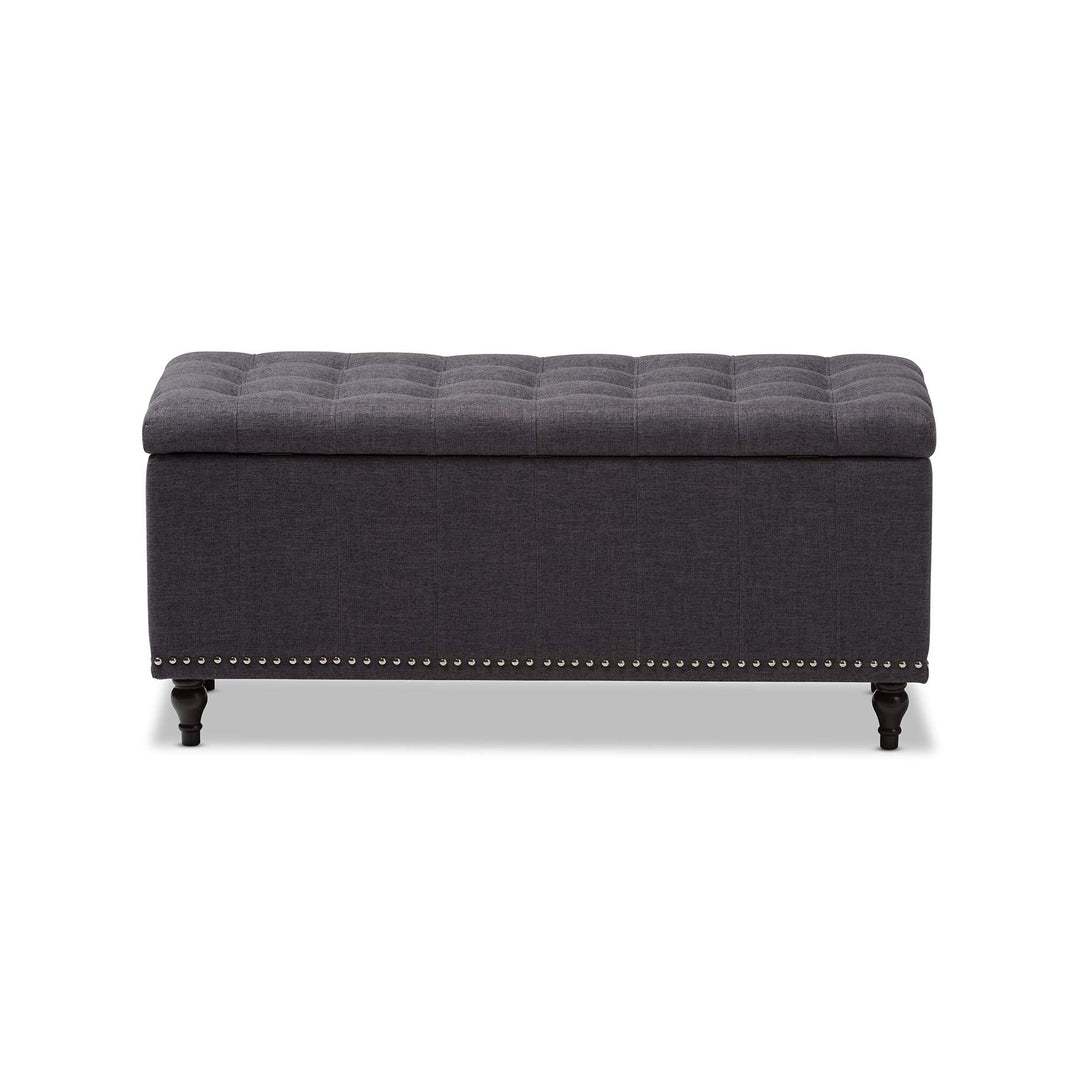 Modern Classic Dark Grey Fabric Upholstered Button-tufting Storage Ottoman Bench - Diamond Home USA