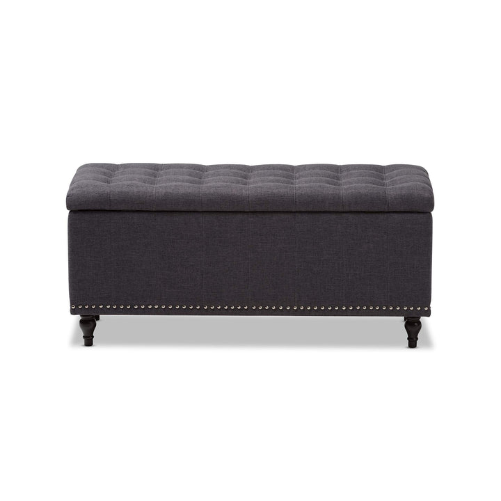 Modern Classic Dark Grey Fabric Upholstered Button-tufting Storage Ottoman Bench - Diamond Home USA