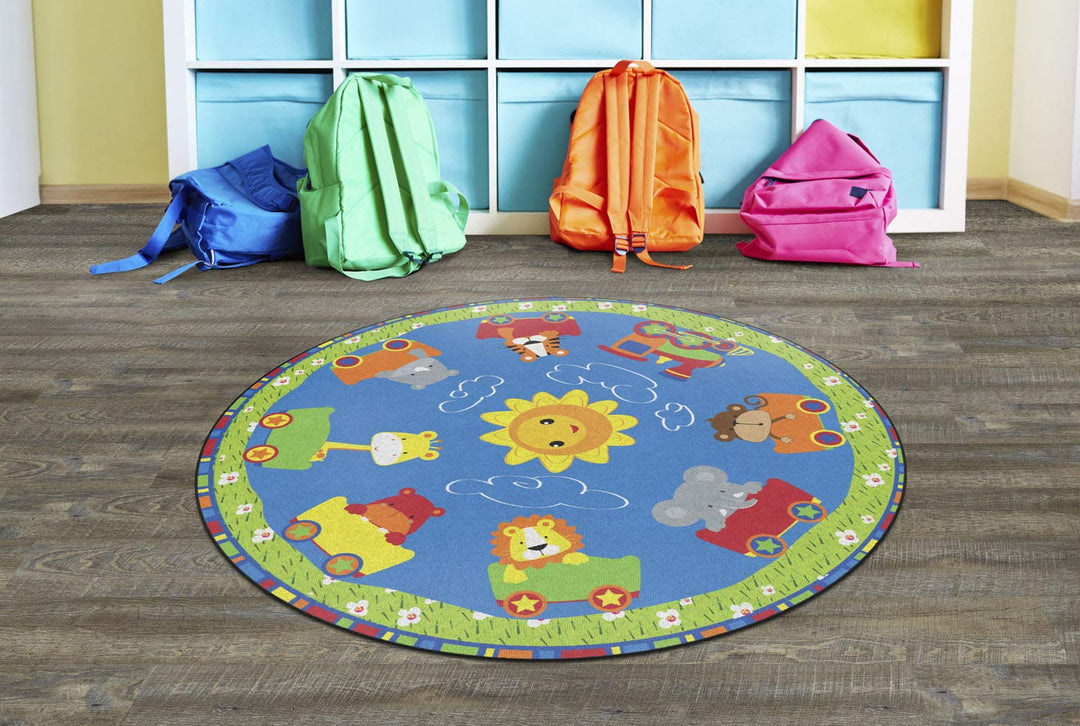 Flagship Carpets Animal Cutie Train Kids and Baby Area Rug for Kids Room Home - Diamond Home USA