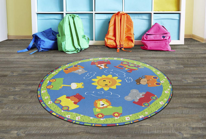 Flagship Carpets Animal Cutie Train Kids and Baby Area Rug for Kids Room Home - Diamond Home USA