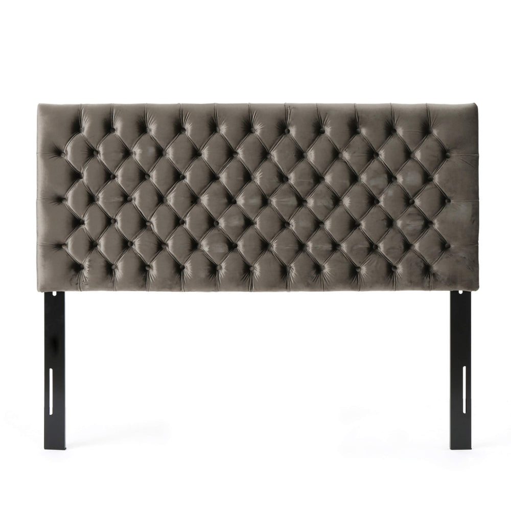 Christopher Knight Home Jezebel Velvet Headboard Queen / Full Grey / Black Steel
