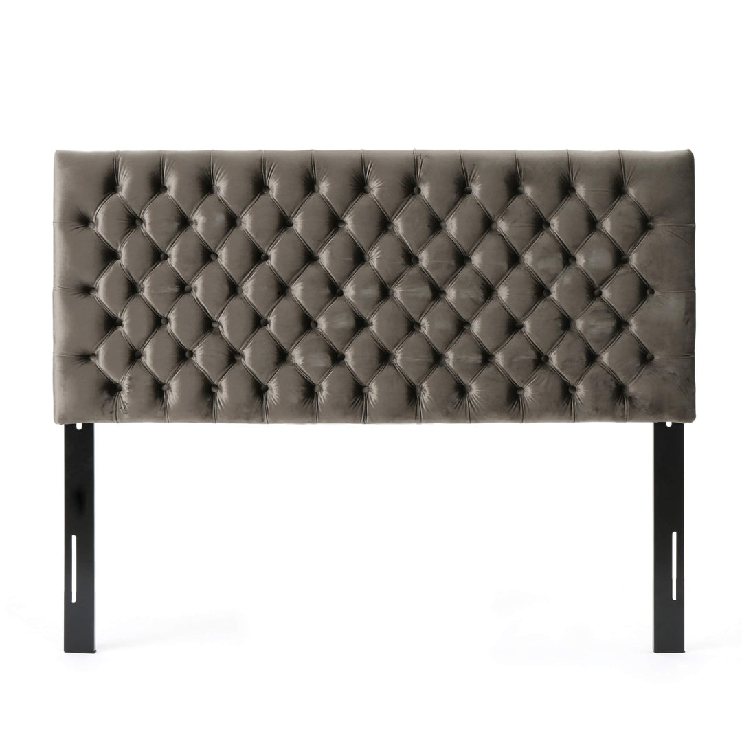 Christopher Knight Home Jezebel Velvet Headboard Queen / Full Grey / Black Steel