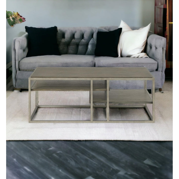 Metal Frame Wood Living Room Coffee Table with Shelf Brown Industrial - Diamond Home USA