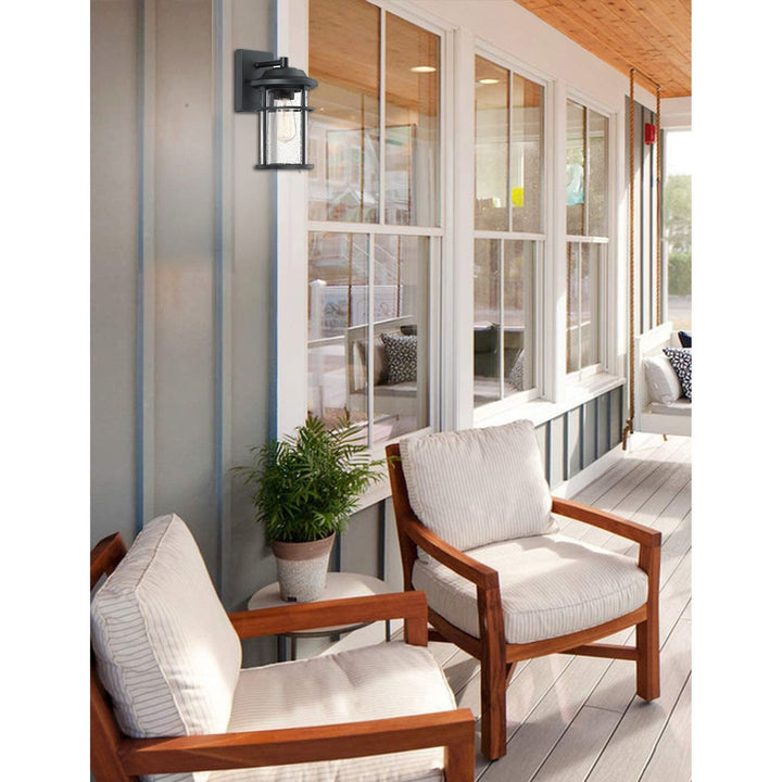 1 Light Black Coastal Barn Dome Outdoor Wall Lantern Clear Glass Modern - Diamond Home USA