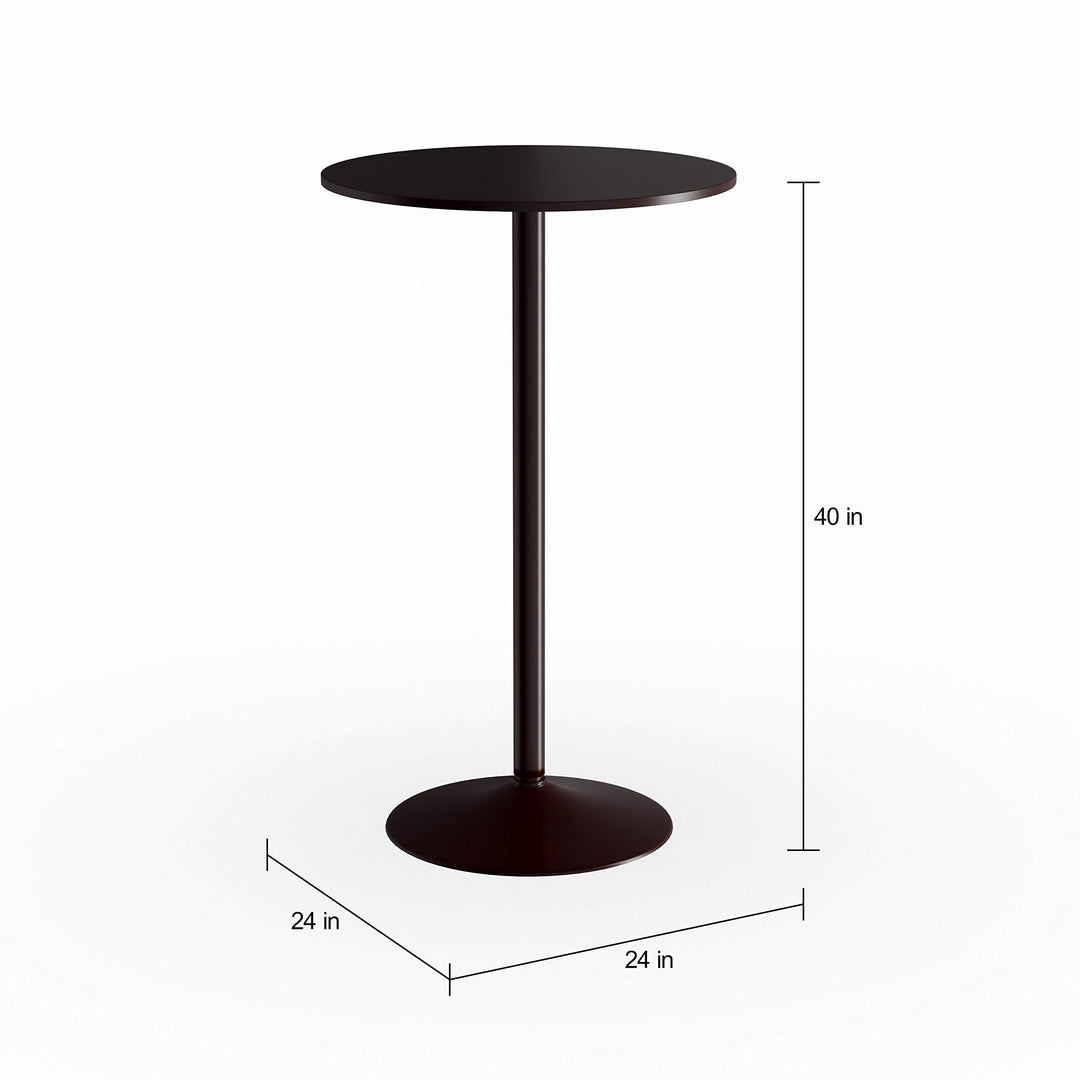 Black Round Top with Leg and Base Metal Bar Table Mid-Century Modern MDF - Diamond Home USA