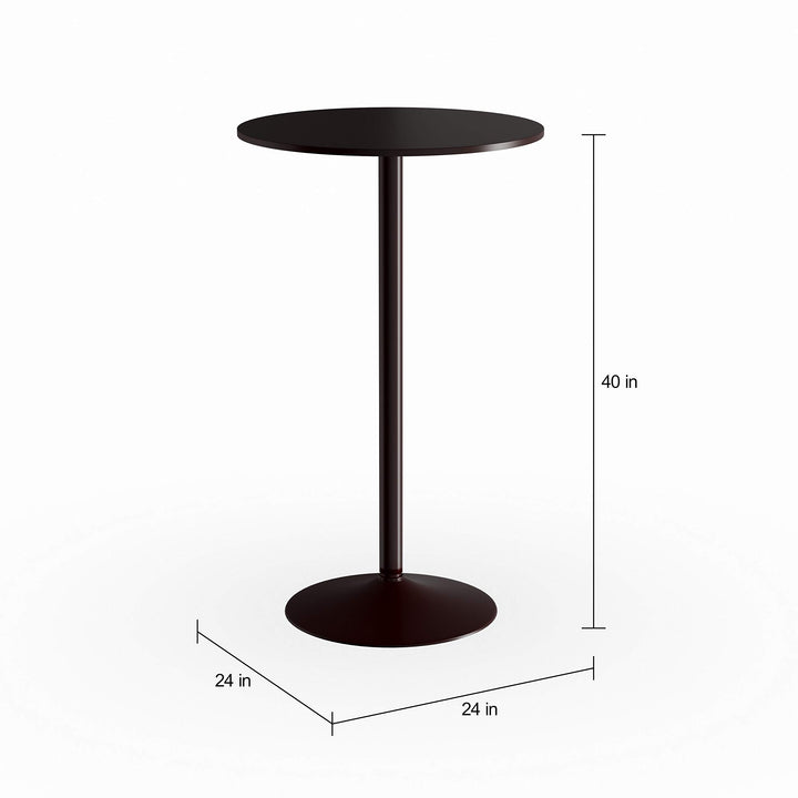 Black Round Top with Leg and Base Metal Bar Table Mid-Century Modern MDF - Diamond Home USA