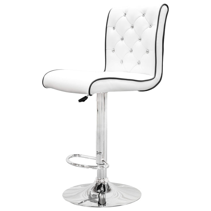 Best Master Furniture Tufted Vinyl with Faux Crystals Adjustable Swivel Bar White - Diamond Home USA