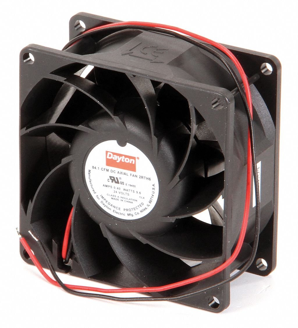Dayton 2RTH6 Axial Fan 3 1/8 In Sq 84.1 CFM 24 V DC