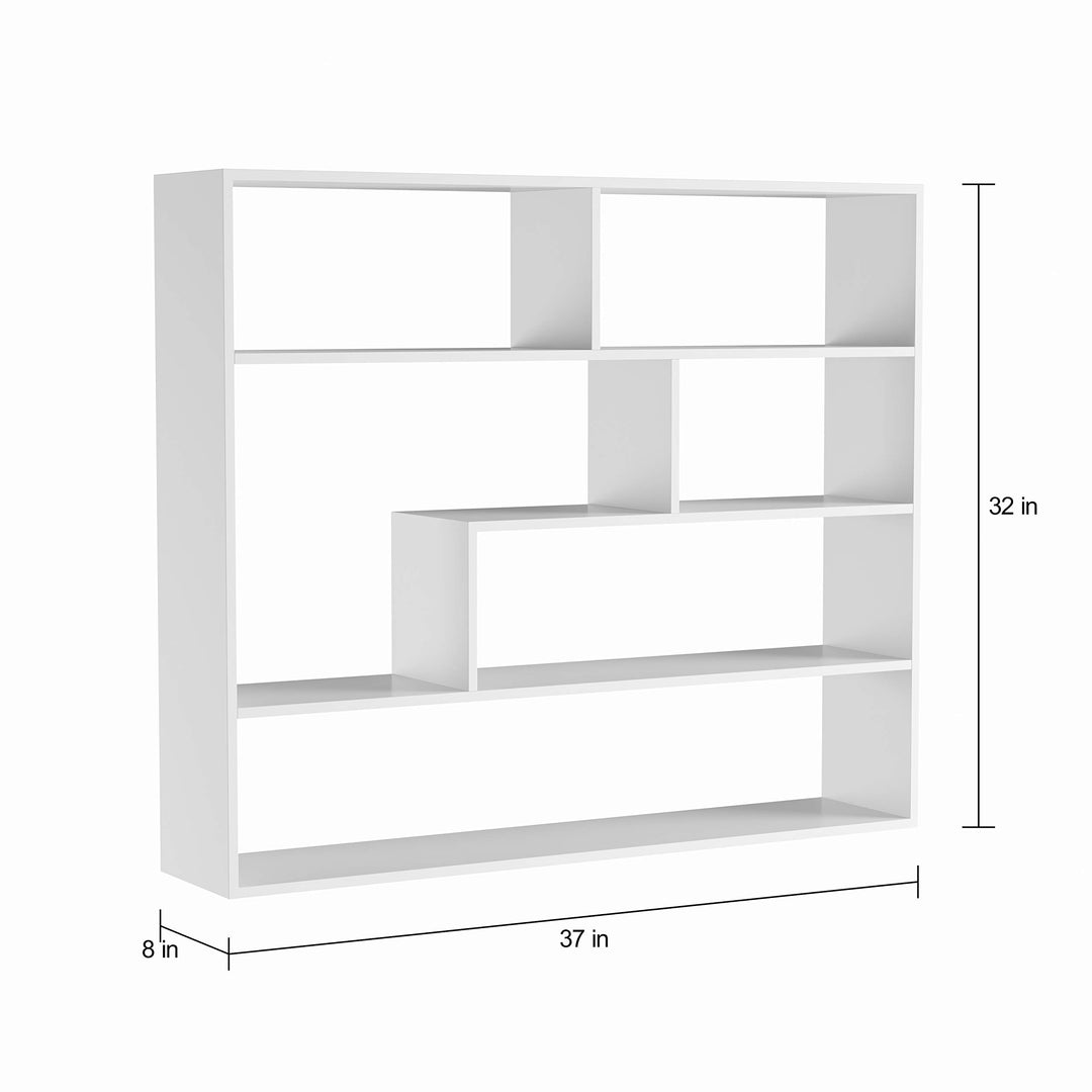 Large Rectangular White Shelf Unit Modern Contemporary MDF Matte Includes - Diamond Home USA