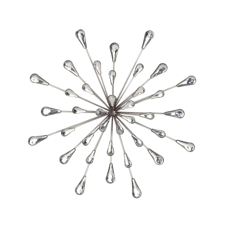 12.5" Dia Silver Starburst Metal/clear Beads Wall Art Clear Modern