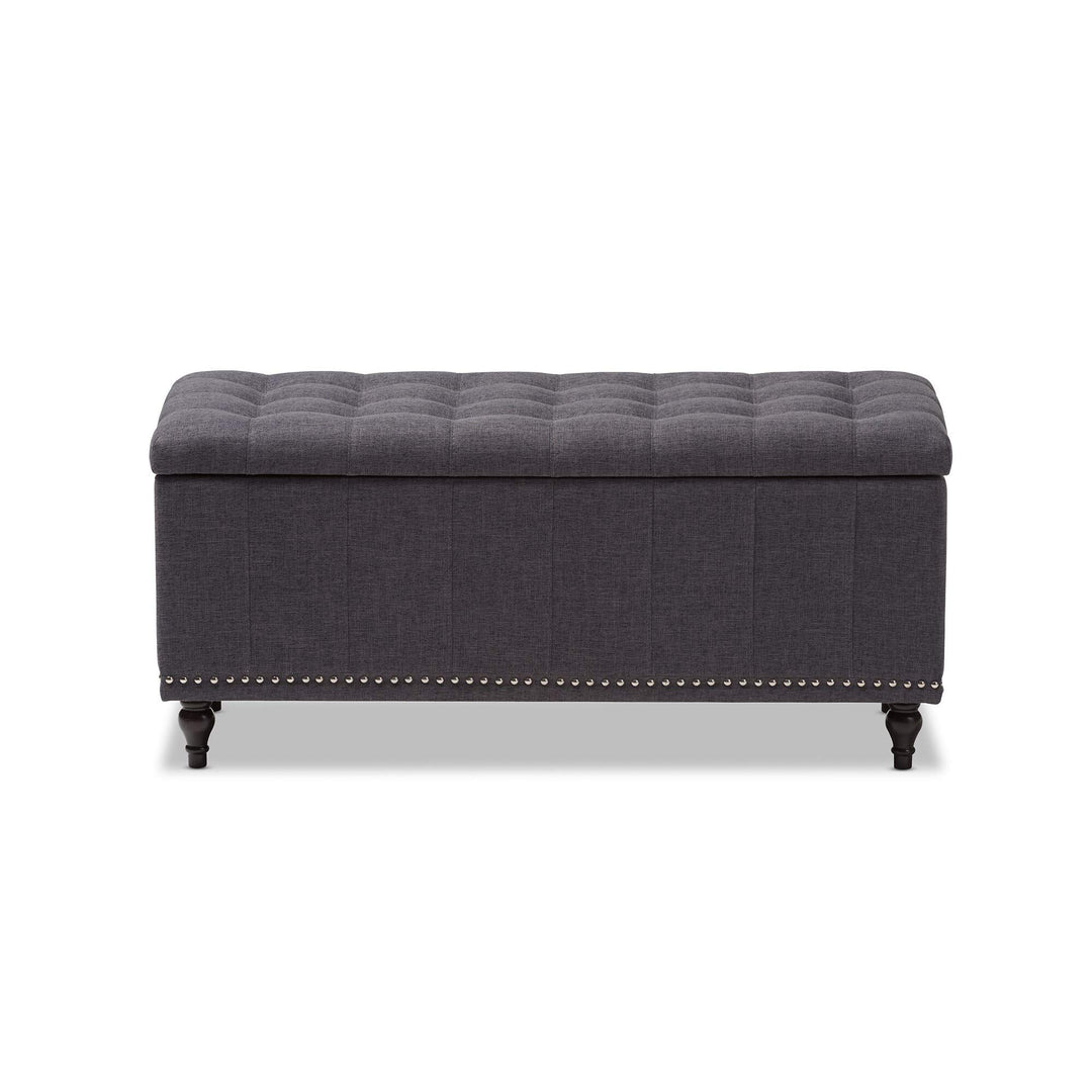 Modern Classic Dark Grey Fabric Upholstered Button-tufting Storage Ottoman Bench - Diamond Home USA