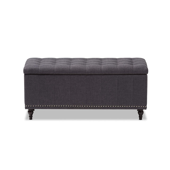 Modern Classic Dark Grey Fabric Upholstered Button-tufting Storage Ottoman Bench - Diamond Home USA