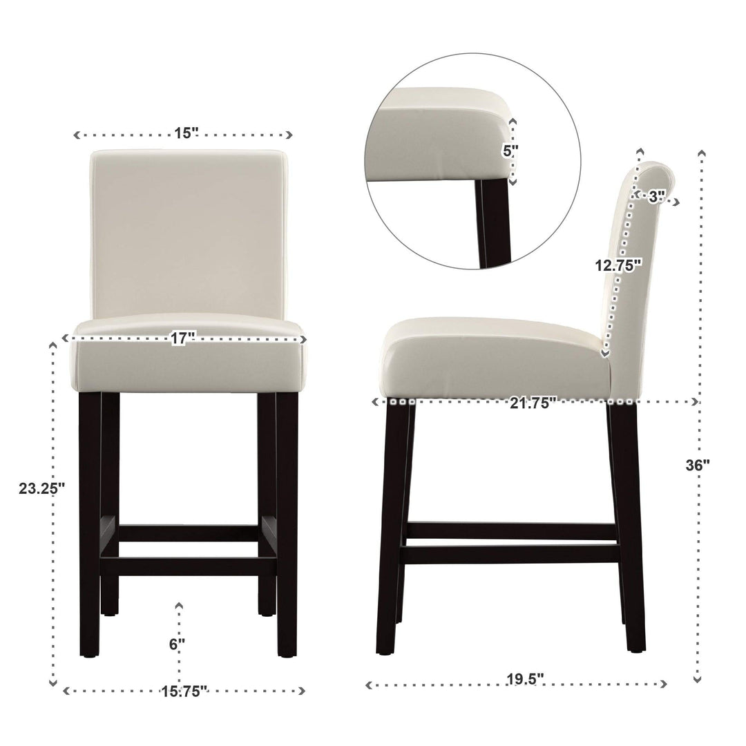 White Faux Leather 24-inch Counter Height High Back Stools (Set of 2) Bold - Diamond Home USA