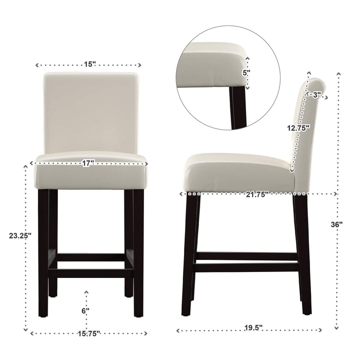 White Faux Leather 24-inch Counter Height High Back Stools (Set of 2) Bold - Diamond Home USA
