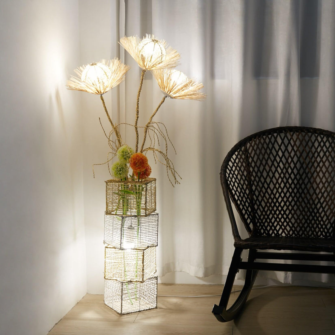 Led Bulbs Floor Lamp Pastoral Style with Hand-oven Flower 10.83" X H 51.18" - Diamond Home USA