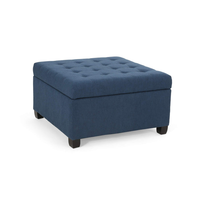 Christopher Knight Home Hedda Tufted Fabric Storage Ottoman Navy Blue+Dark Brown