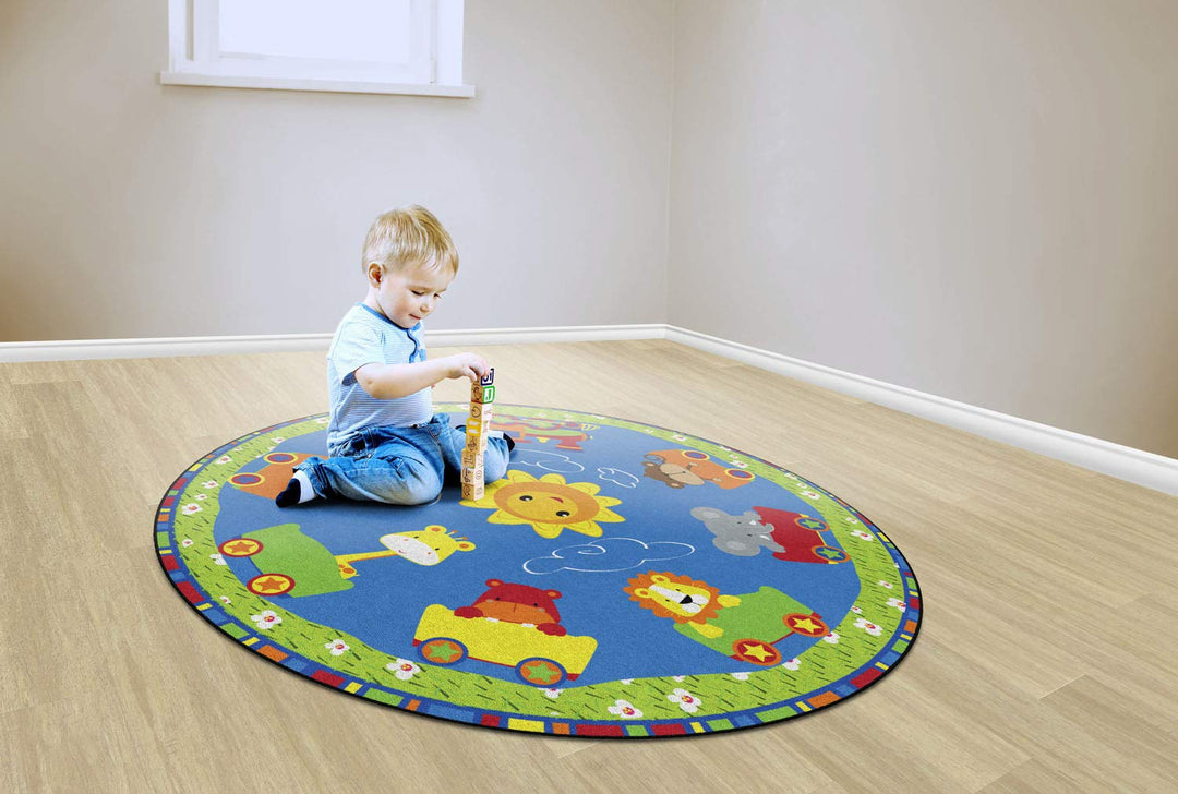 Flagship Carpets Animal Cutie Train Kids and Baby Area Rug for Kids Room Home - Diamond Home USA