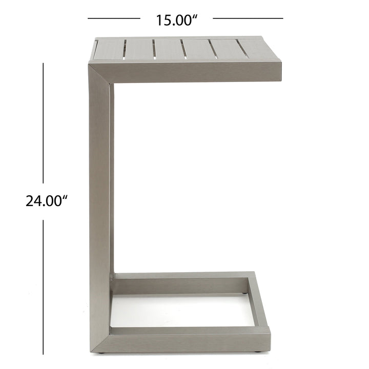 Christopher Knight Home Cape Coral Aluminum C-Shaped End Table Silver - Diamond Home USA