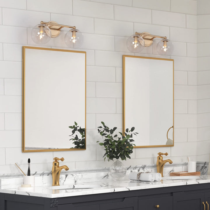 Modern Gold 2-light Bathroom Vanity Lights Globe Glass Orb Wall Sconces L 15" - Diamond Home USA