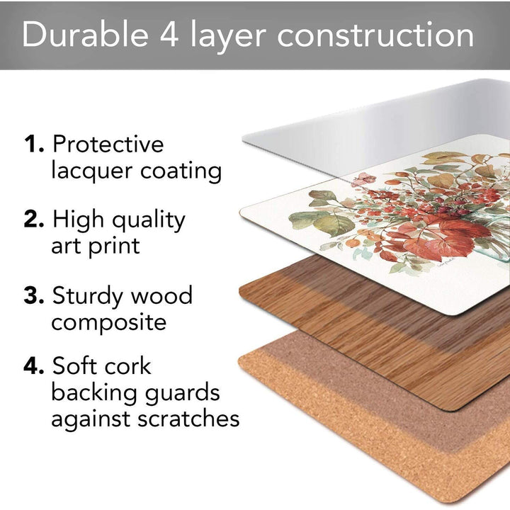 Home Autumn in Nature Audit Hardboard Placemat Boxed Set of 4 Multi Color - Diamond Home USA