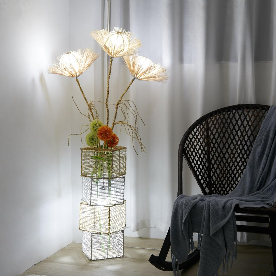 Led Bulbs Floor Lamp Pastoral Style with Hand-oven Flower 10.83" X H 51.18" - Diamond Home USA