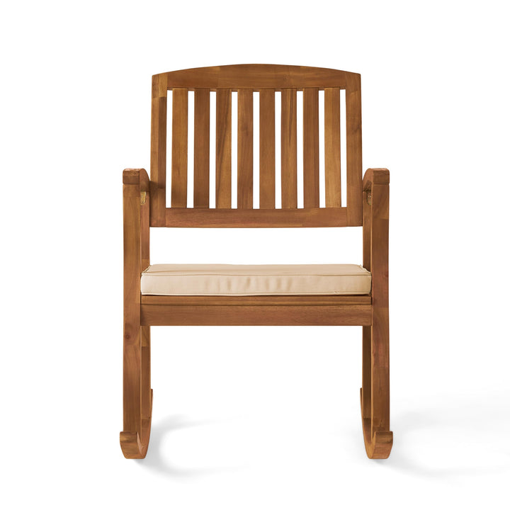Christopher Knight Home Selma Acacia Rocking Chair with Cushion Teak Finish - Diamond Home USA