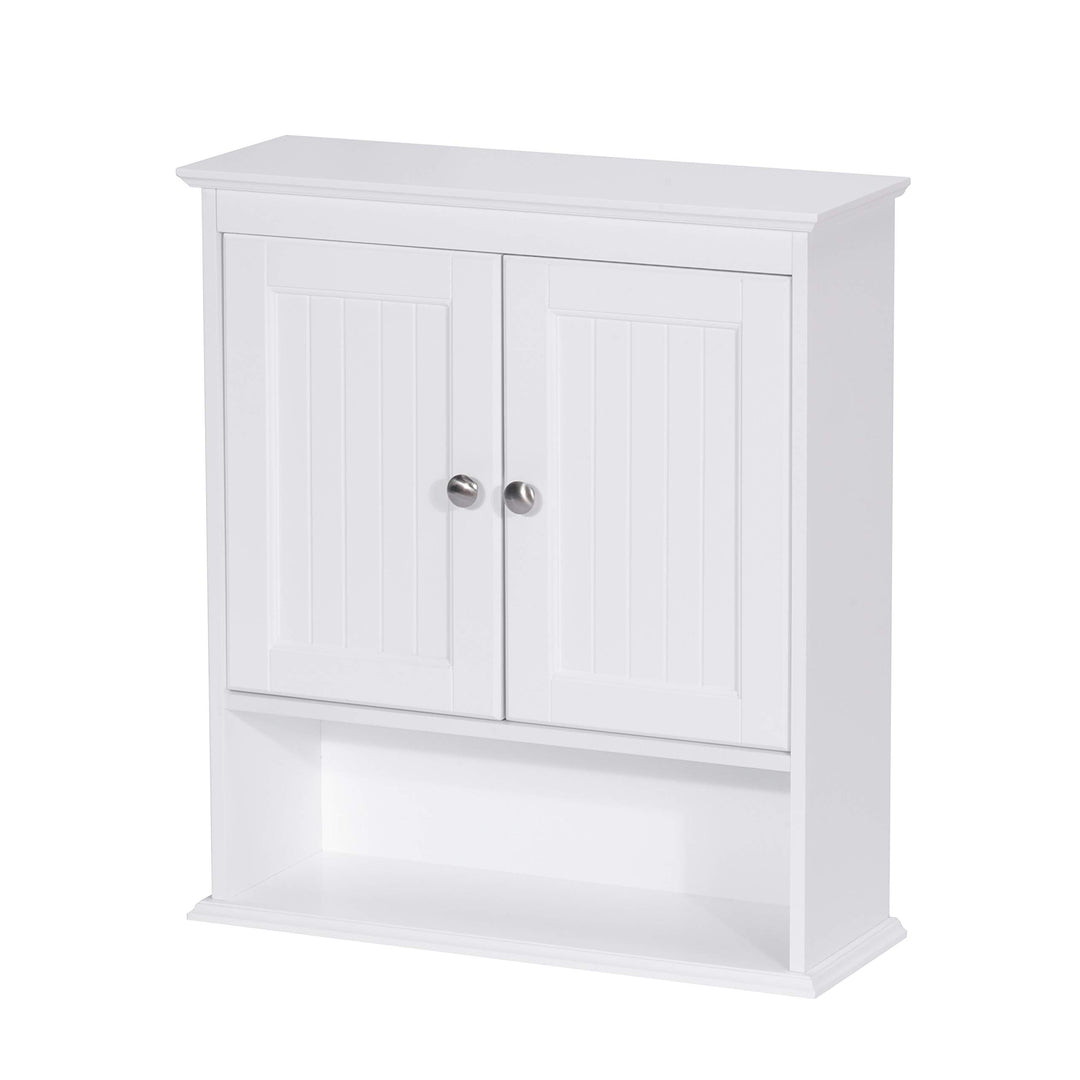 Wall Spacesaver Storage Cabinet Over The Toilet with Door Wooden White Yellow - Diamond Home USA
