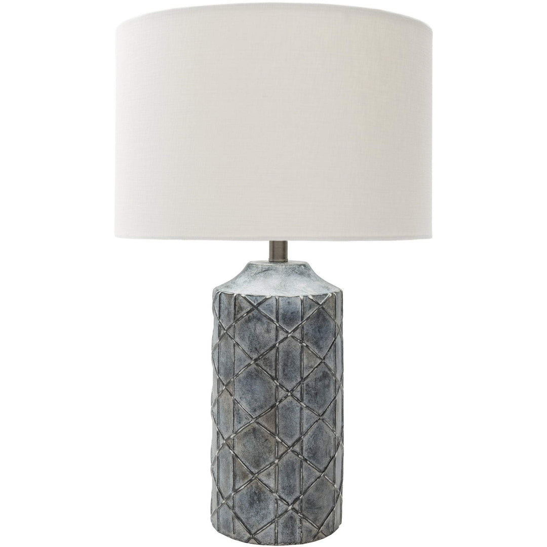 Charcoal Antique Table Lamp Grey Reading Light with White Drum Shade Farmhouse Charcoal / White