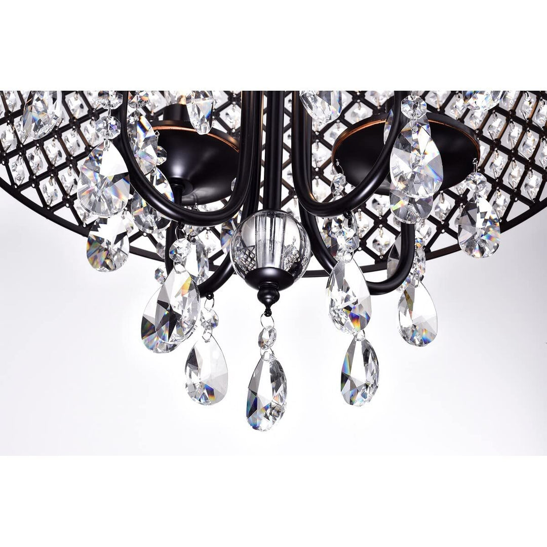 Oil Rubbed Bronze 4-light Round Beaded Drum Chandelier with Crystals Hanging - Diamond Home USA