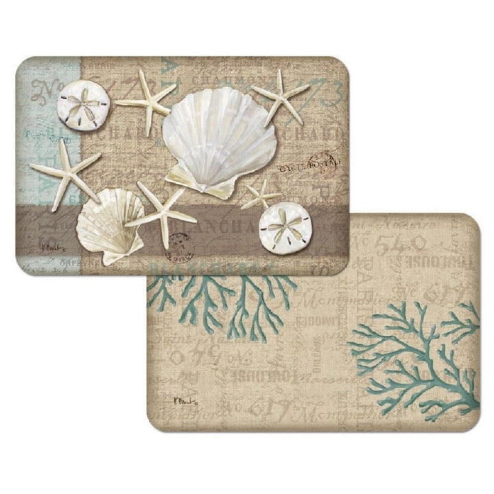 Set of 4-11.5 x 17.75 Beige Beach Theme Kitchen Placemats Ocean Sea Shell - Diamond Home USA