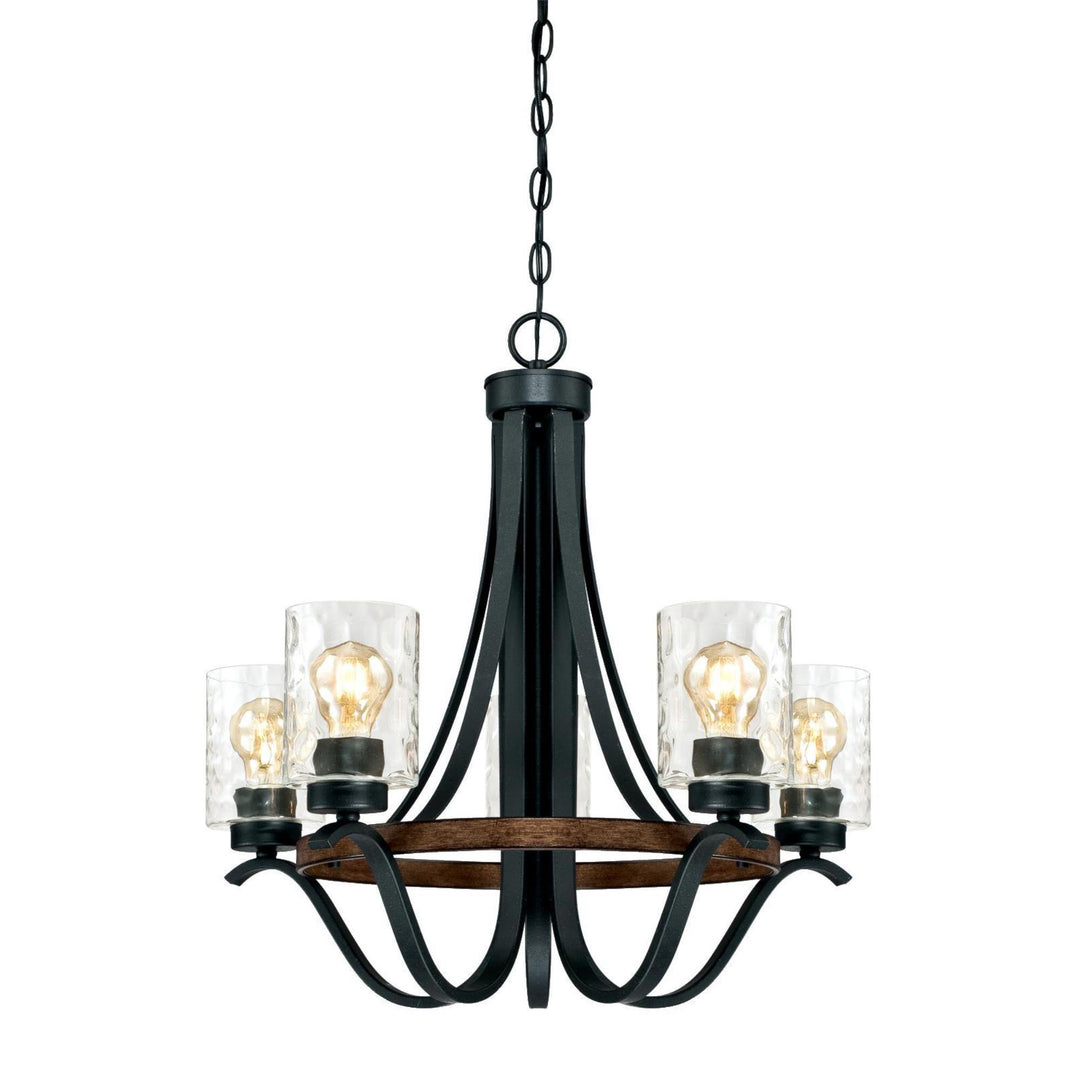 Westinghouse 6331900 nwell Five-Light Indoor Chandelier Textured Iron and 5-Light - Textured Iron and Barnwood