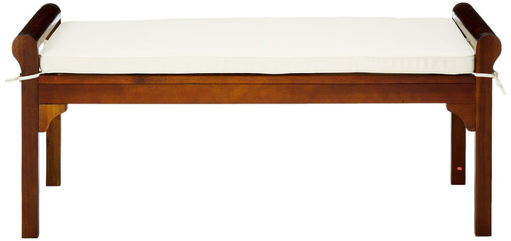Christopher Knight Home Nelson Wood Bench with Cushion Rich Mahogany Mahogany+Cream - Diamond Home USA
