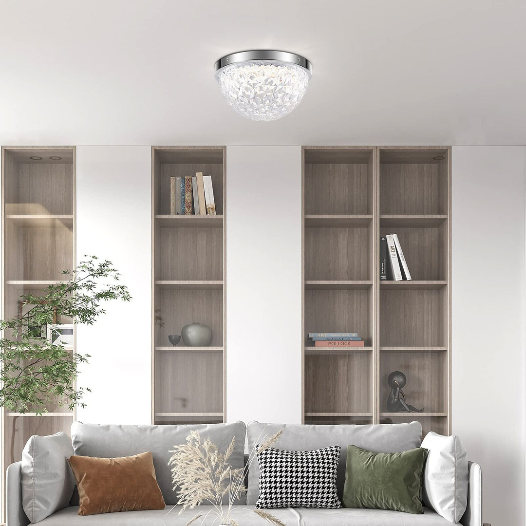 Crystal Hemispheric Led Flush Mount Ceiling Light (12") 12" Clear Modern - Diamond Home USA