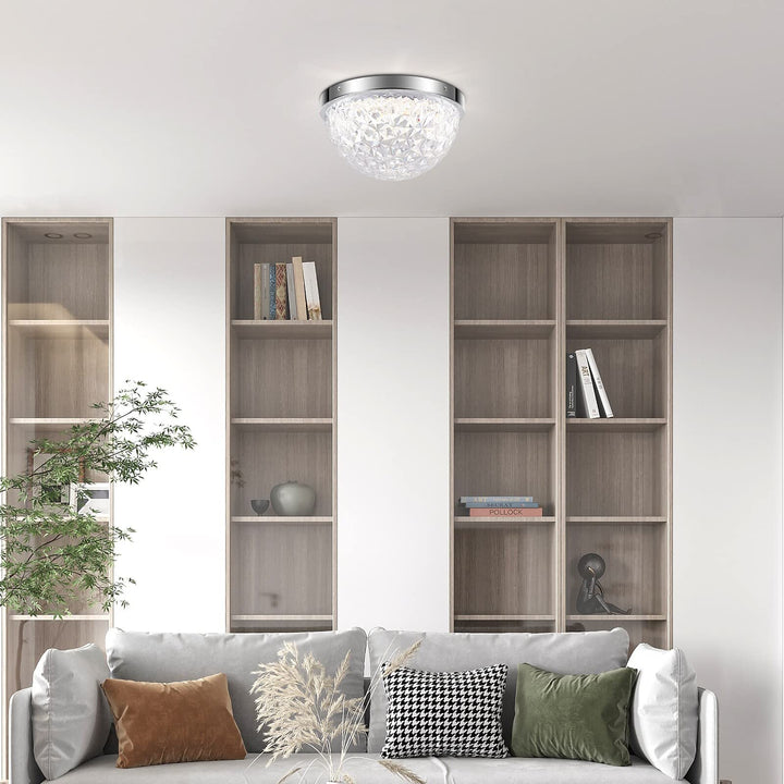 Crystal Hemispheric Led Flush Mount Ceiling Light (12") 12" Clear Modern - Diamond Home USA