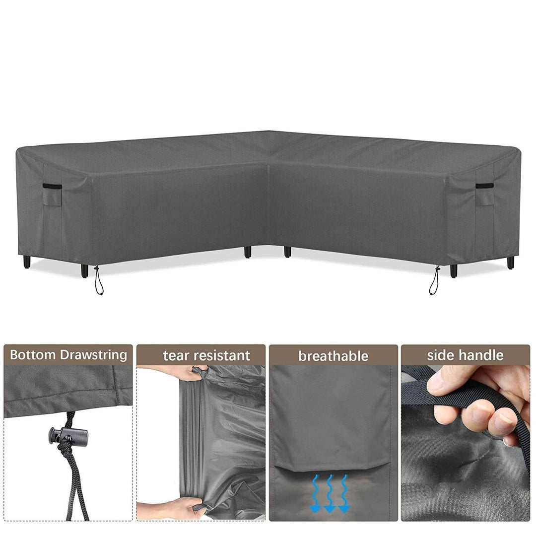 V Shaped Patio Couch Cover Waterproof Heavy Duty Furniture Sectional Sofa with 100"x100"x33.5"(V-Shaped) - Diamond Home USA